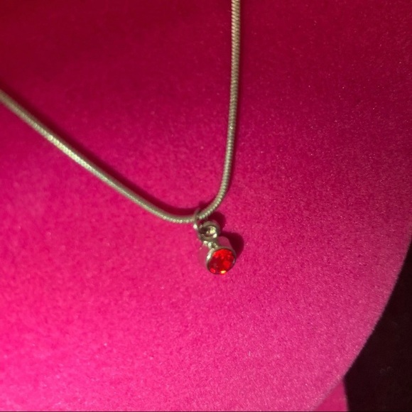 July Ruby Sterling Silver Necklace Birthday Birthstone Month Rhinestone gift Y2K - Picture 13 of 17